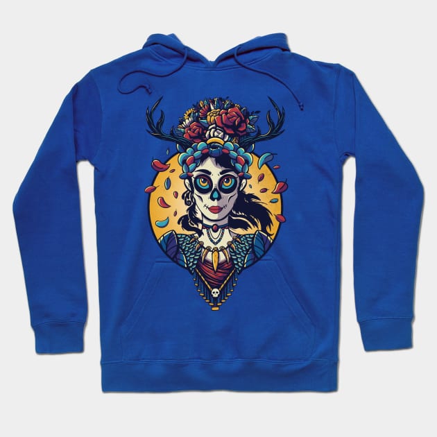 Day of the Dead - Antler Girl Hoodie by LAckas